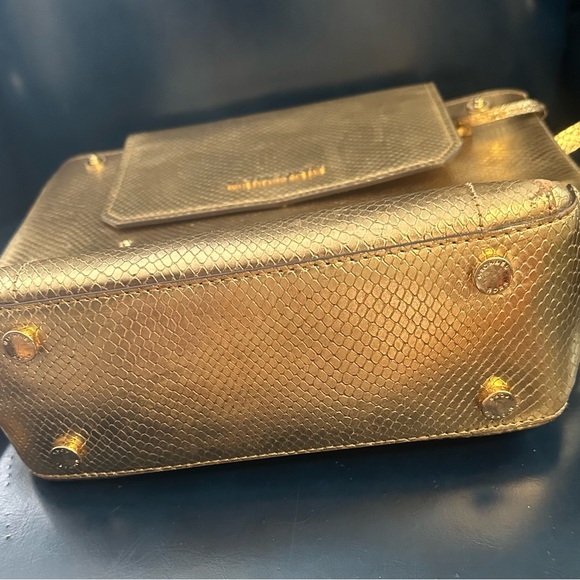 Women's Michael Kors Python Embossed Gold Snap Close Backpack w/ Straps!!!!! - Picture 7 of 8